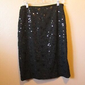 LOFT Black Sequin Pencil Skirt